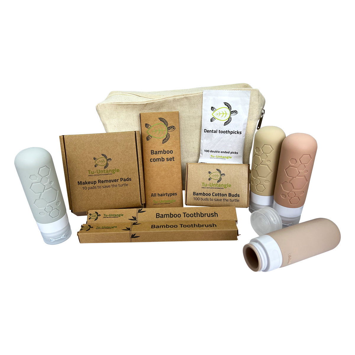 zero waste toiletry kit light colour set