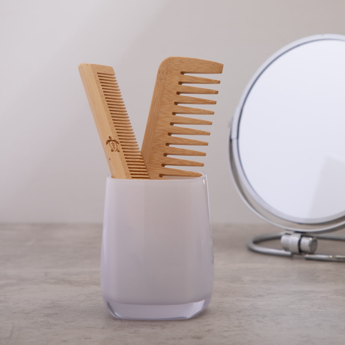 bamboo comb set in bathroom